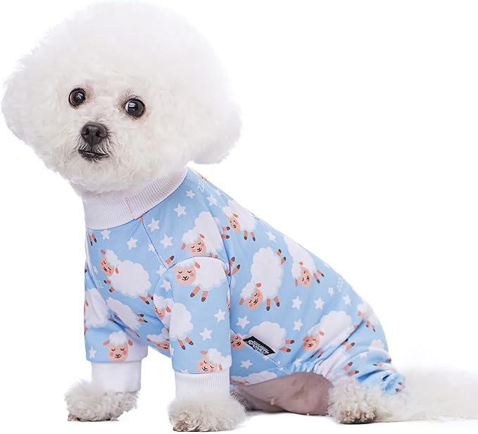 Blue Puppy Christmas Dog Clothes Pajamas for Small Medium Dogs Girl Boy,Funny Pet Cat Dog Shirts Costume Sweaters Pjs Onesie Shirt,Doggie Onesies Cat Pet Outfit Frenchie Clothes