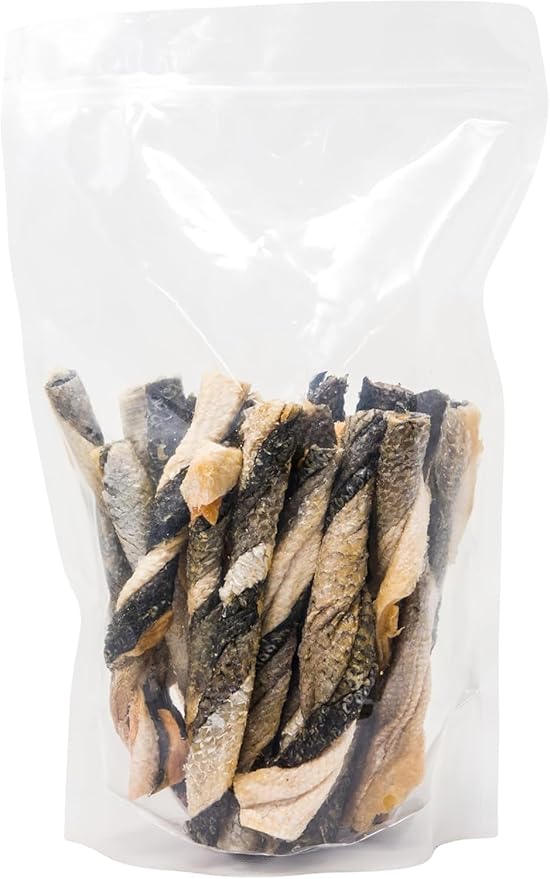 hotspot pets Freeze Dried Salmon Skin Sticks for Cats & Dogs - Reasealable 1lb Big Bag Single Ingredient All Natural Omega 3 Benefits, Salmon Sticks- Perfect for Training, Topper or Snack