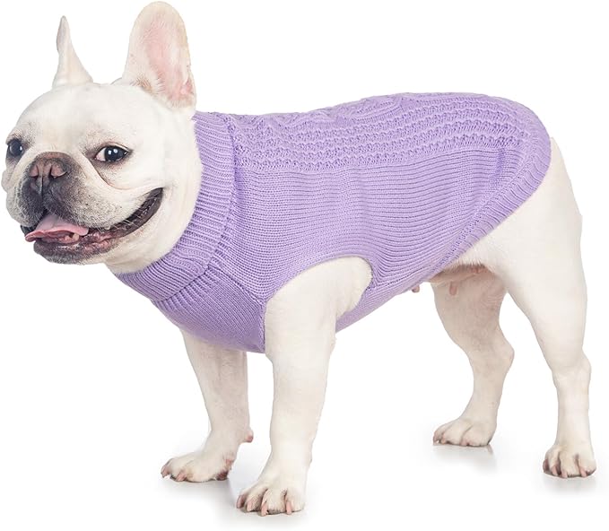 Stretchy Cat Sweater - 17 Colors & 6 Sizes | Snug Winter-Ready Knit for Boy/Girl Cats & Kittens(Purple, Medium)