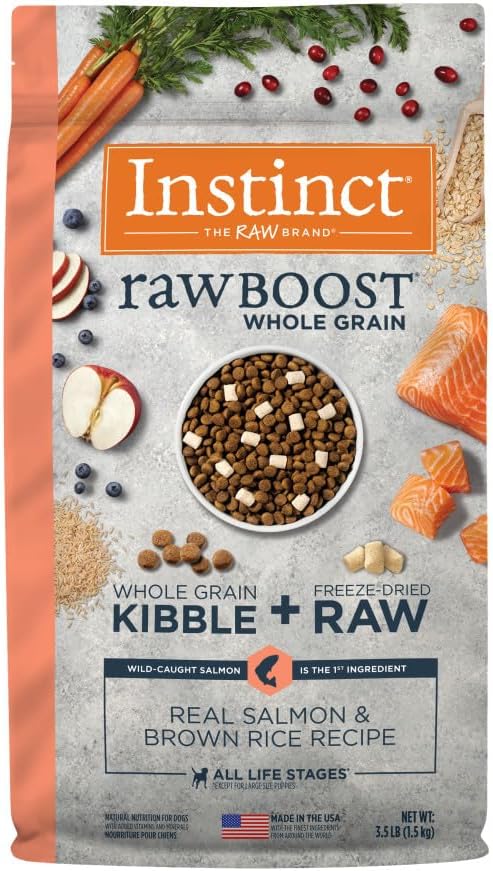 Instinct Raw Boost, Natural Dry Dog Food with Freeze Dried Pieces, High Protein, Whole Grain Recipe - Real Salmon & Brown Rice, 3.5 lb. Bag