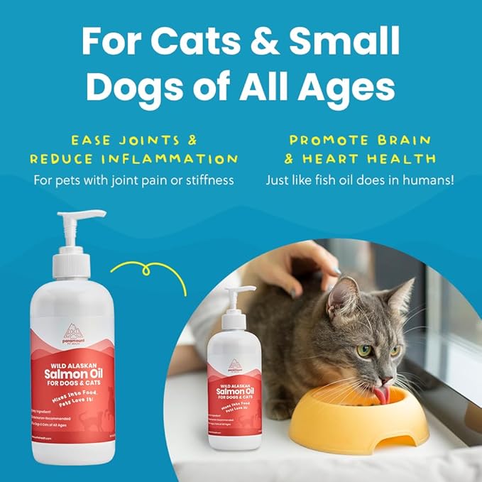 Wild Alaskan Salmon Oil for Cats & Small Dogs, Supports Skin, Coat, Joint & Overall Well-Being, Pure & Premium Alaskan Salmon Oil for Dogs & Cats with No Fillers, 16 oz