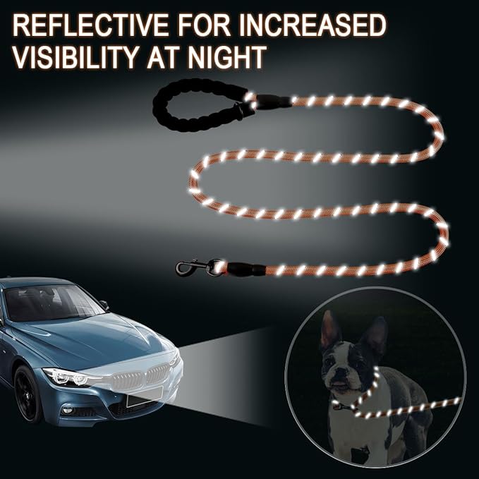 BARKBAY Dog Leashes for Large Dogs Heavy Duty Dog Leash 4/5/6 FT with Comfortable Padded Handle and Highly Reflective Threads for Medium Large Dogs Walking Training Running (6FT-1/2'',Orange)