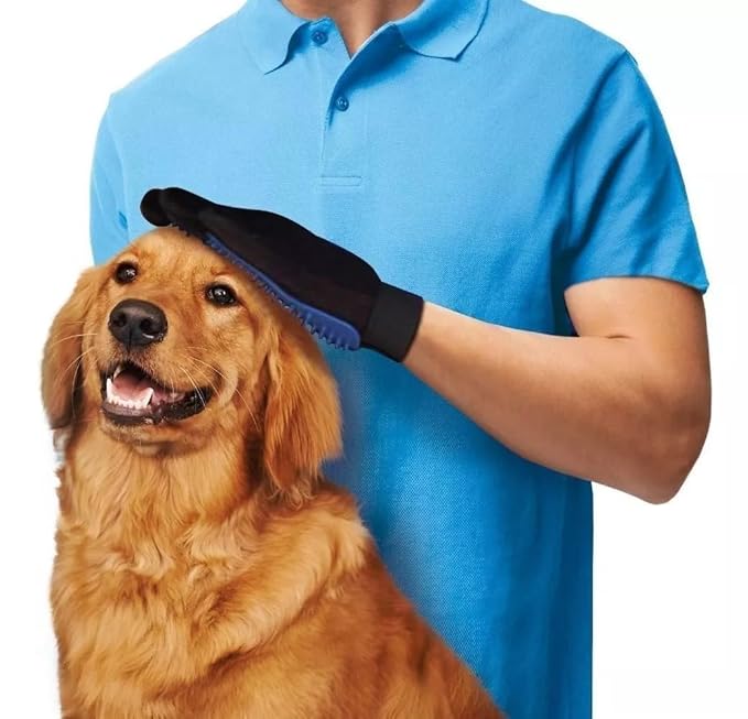 Dog Grooming Gloves for Cats and Dogs, Soft Rubber Pet Grooming Gloves with Comfortable Handle for Cleaning Dirty Paws, Dirty Dog Brushing Gloves for Cats and Dogs, 1 Pair Blue