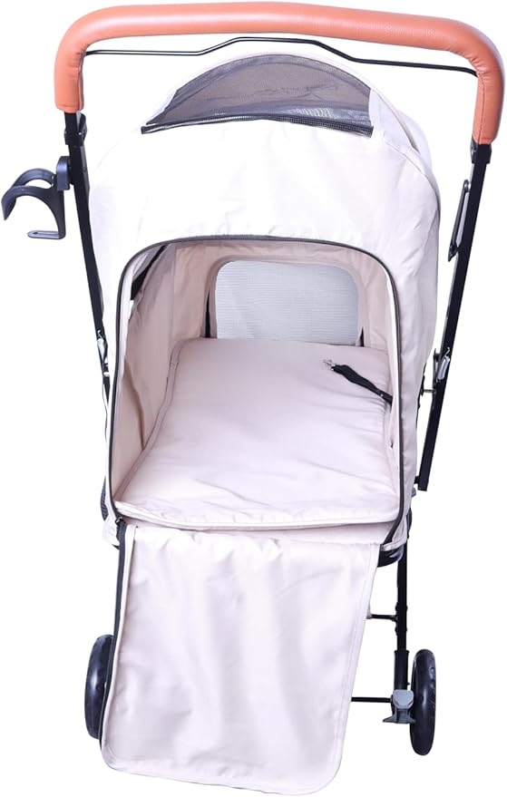 Reversible Pet Stroller (4 Wheels for Cats and Dogs) for Small and Medium Pets up to 33 lbs.Khaki