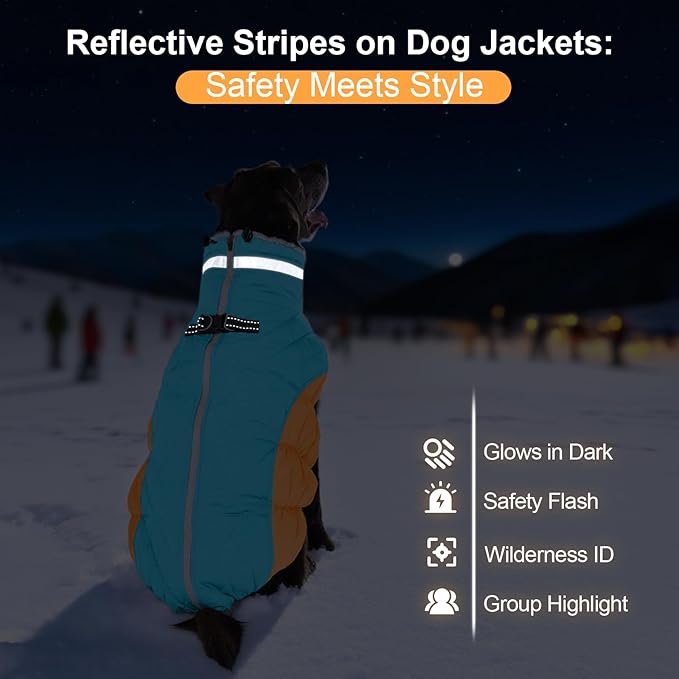 Warm Dog Coats for Large Dogs, Waterproof Dog Jacket with Harness Built in, Zipper Clousure, Fleece Lining, Turtleneck, for Cold Weather, Snowsuit for German Shepherd, Weimaraner, Labrado XXXL