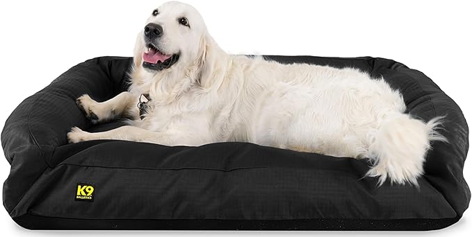 K9 Ballistics Tough Bolster Nesting Pillow Sofa Dog Bed with Removable Washable Cover - Durable, Water Resistant with Nonskid Bottom - Large, Titanium Premium Finish