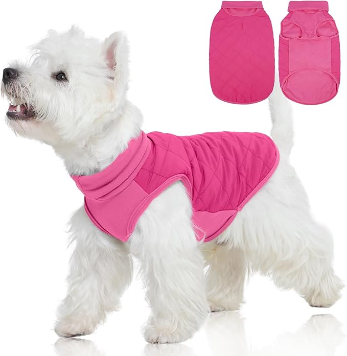 FUAMEY Dog Fleece Jacket for Meduim Dogs,Dog Winter Vest Lightweight Dogs Coat Pullover Breathable Pet Turtleneck Jackets Windproof Water Resistant Vests Warm Puppy Snowsuit Pink M