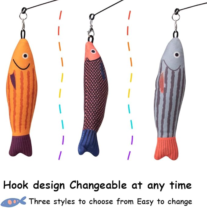 PAZ'S GIFT Cat Wand Toys, 3 Piece Catnip Wiggle Sounding Toys, Soft and Durable, Interactive Cat Kick Toy for Indoor Play