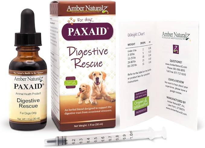 Amber NaturalZ Paxaid Digestive Rescue for Dogs and Puppies | Supports Normal Appetite, Gut Function, and Stool Consistency During Occasional Gastric Discomfort and Dietary Changes