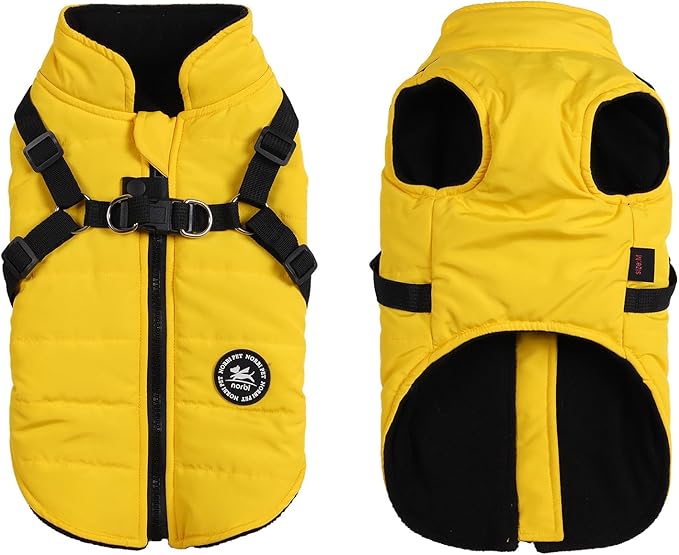 Norbi Dog Winter Coat With Built-in Harness - Adjustable Warm Jacket for Small, Medium, Large Dogs in Cold Weather