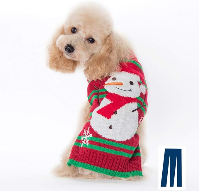Mikayoo Dog Christmas Sweater - Cat Holiday Sweaters, Bowknot Design Cold Weather Coat, Holiday Festive Sweater for Small Dogs or Cats (Snowman XS)