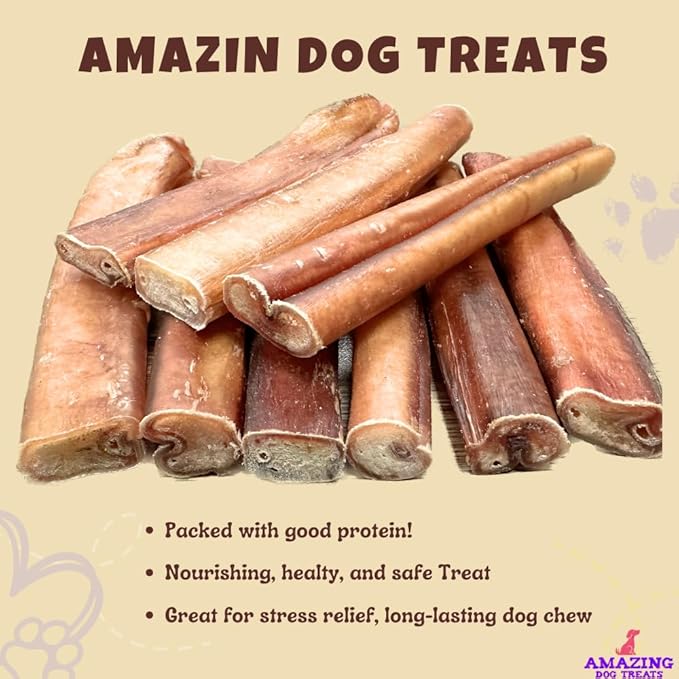 Amazing Dog Treats - 6 Inch Extra Thick Bully Sticks (50 Count) - Bulk Bully Sticks for Dogs - No Hide Bully Stick Dog Bones