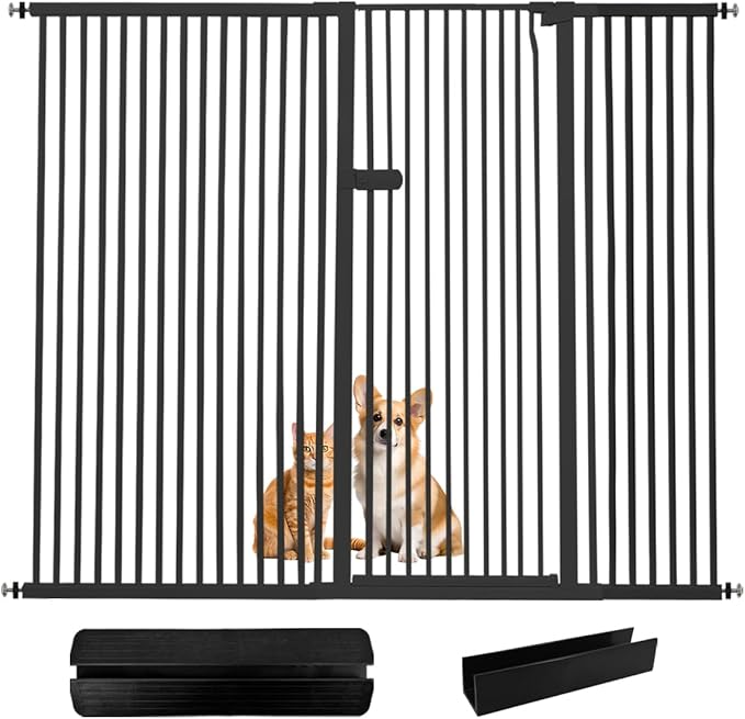 Lumizone Extra Tall Cat Gate 61.02" High Pressure Mounted Extra Wide 2025 New (17 Sizes) 1.37" Gap No Drilling Auto-Close One-Handed Operation Tall Pet Gate for Dogs(Black,71.85"-75.97"/182.5-192.5CM)