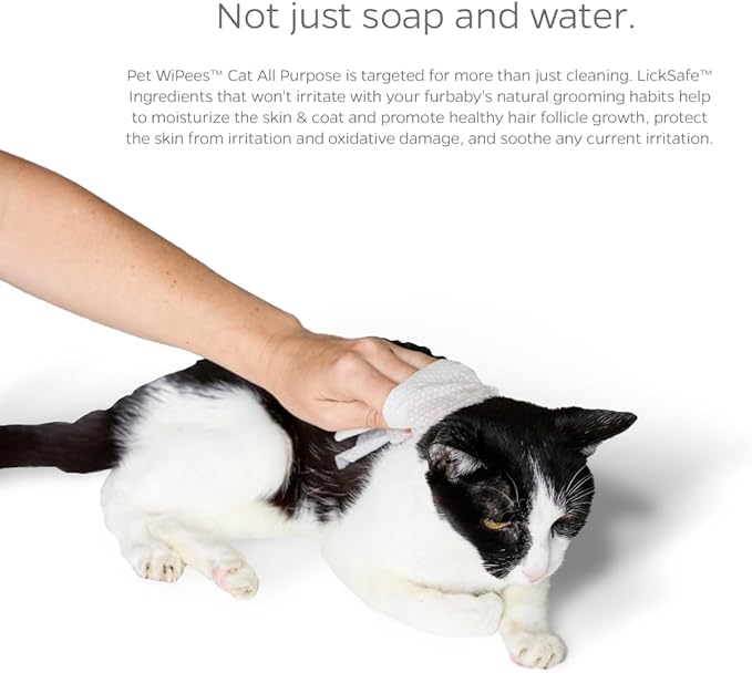 Cat All Purpose Pet WiPees™ – 100 Daily Cat Bath Wipes, All Natural Cat Wipes for Ears, Fur & Folds, Gentle Pet Wipes for Cats, pH-Balanced to Cats Specific Skin & Biome (Natural, 100ct)