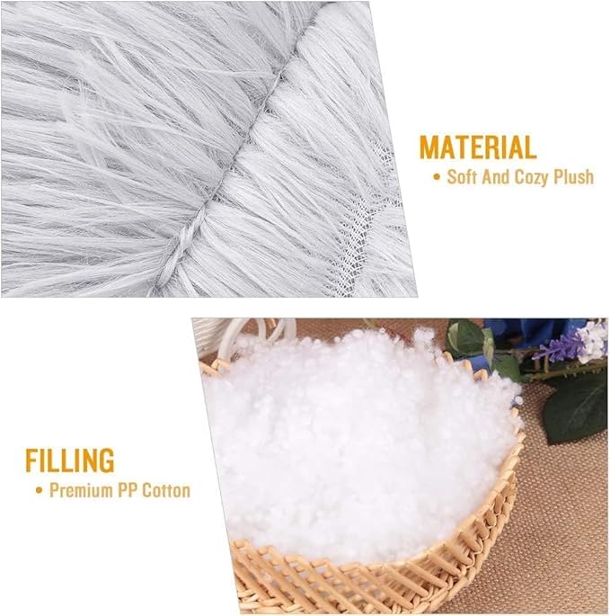 Original Calming Donut Dog and Cat Bed in Shag Fur, Dog Beds for Large Dogs, Anti Anxiety Round Fluffy Plush Faux Fur Pet Bed (Light Grey, 40x40)