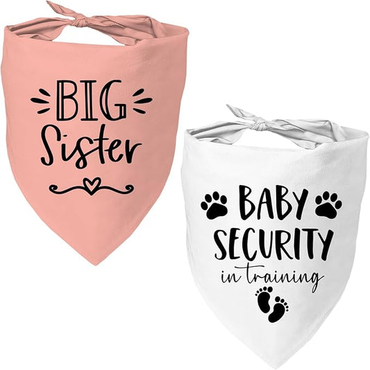 Big Sister&Baby Security in Training Dog Bandana, Dog Bandanas for Dogs Pet Accessories for Dogs Lovers Pregnancy Reveal Ideas, Soft Triangle Scarf for Small Medium Large Dogs (Big Sister Pink)