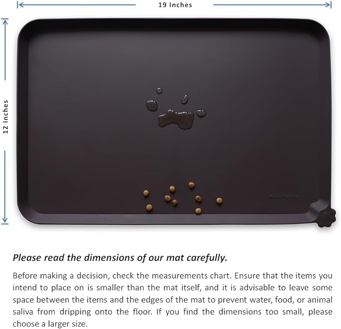 Hoki Found Silicone Pet Food Mats Tray - High-Lips Pet Dog Cat Bowl Mats - Pet Feeding Mat - Waterproof Dog Cat Food Mats -Pet Water Mats for Floors - Dark Oak