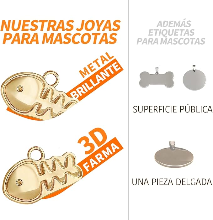 Dogs ID Tags Personalized Double Sided Deep Engraved Cat & Dog Collar Charm Fishbone Balloon Shape Brass