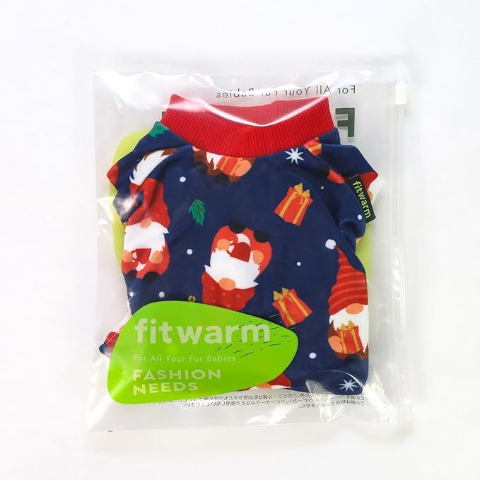 Fitwarm Gnome Dog Christmas Pajamas, Dog Winter Clothes for Small Dogs Girl, Lightweight Velvet Pet Jumpsuit, Cat Outfit, Black, Red, XXL