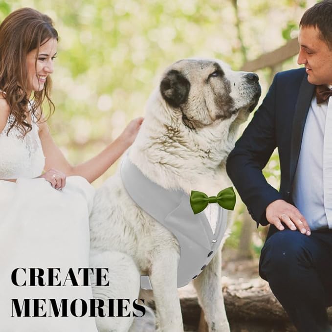 AVERYDAY Dog Tuxedo for Wedding Outfit, Dog Suit and Tie Costumes for Birthday, Halloween, Cosplay, Christmas Party, Pet Formal Wear with Bowtie, Tux for Medium Large Dogs, Bulldog, Labrador, Husky