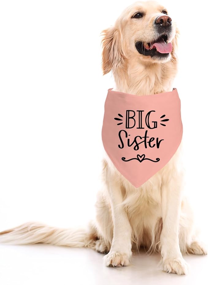 Big Sister Dog Bandanas, Pet Dog Triangle Scarf for Small Medium Large Pet, Baby Announcement Dogs Bandana Pets Scarf (Big Sister)