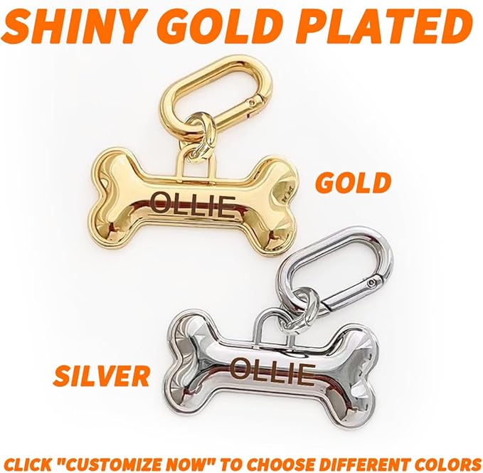 Dogs Tag Stylish Personalized Double Sided Deep Engraved Cat & Dog Tags Engraved for Pets Bone Balloon Shape Brass