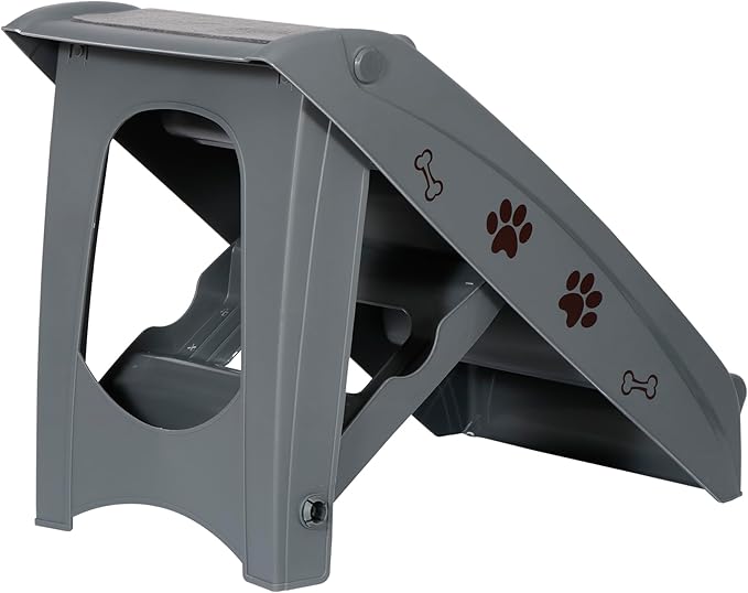 ZENY Folding Dog Stairs, Portable Indoor/Outdoor Pet Steps for Bed, Couch & Car, Pet Staris for Small Pet Dog/Cat, Grey