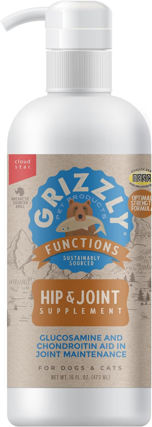GRIZZLY PET PRODUCTS Joint Aid Liquid Hip and Joint Product for Dogs and Cats, 16 Ounce