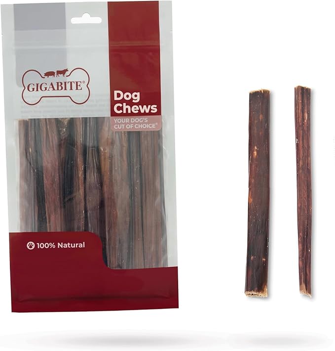 GigaBite Single Ingredient All Natural Free Range Bully Treats and Chews - Bully Sticks/Bladder Sticks/Beef Esophagus by Best Pet Supplies - Esophagus Sticks (6 Inch), Pack of 20