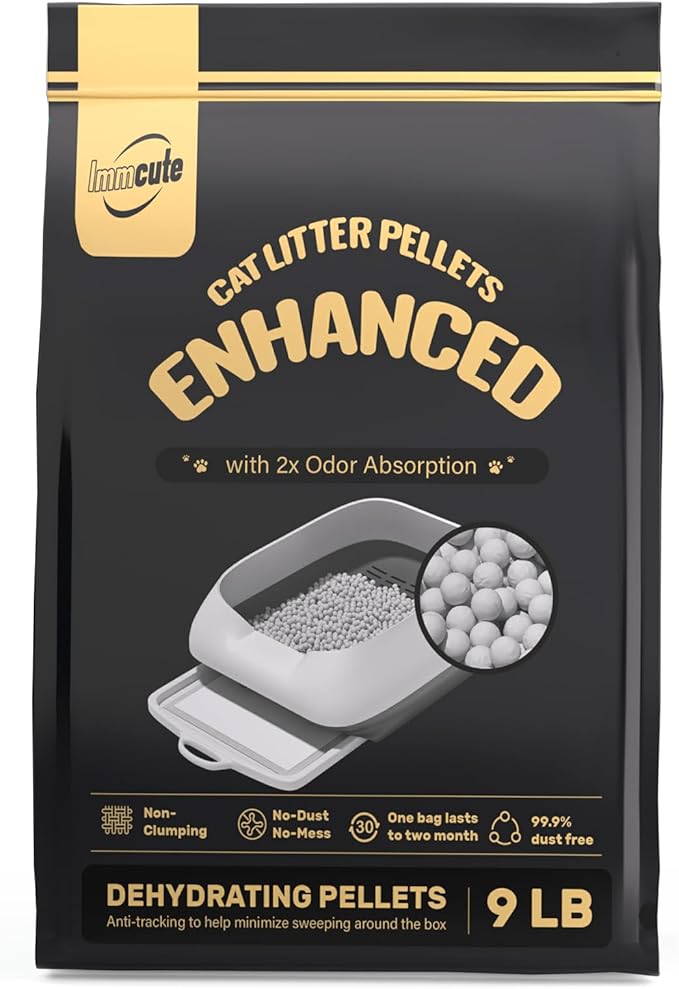 Enhanced Cat Litter Pellets 9 lbs, Long-Lasting Odor Control, Generic Litter Pellets Refills Exclusively for Dual-Layer Litter Box Systems, Zeolite, Non-climping, Not Low-Tracking