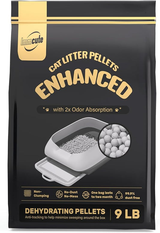Enhanced Cat Litter Pellets 9 lbs, Long-Lasting Odor Control, Generic Litter Pellets Refills Exclusively for Dual-Layer Litter Box Systems, Zeolite, Non-climping, Not Low-Tracking