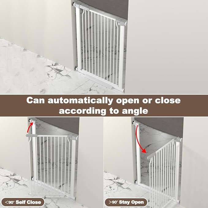 North States Extra Tall and Wide White Metal Baby & Pet Gate - 76.8-79.5'' Wide, 41'' Tall, Pressure Mounted with Expansion Kit