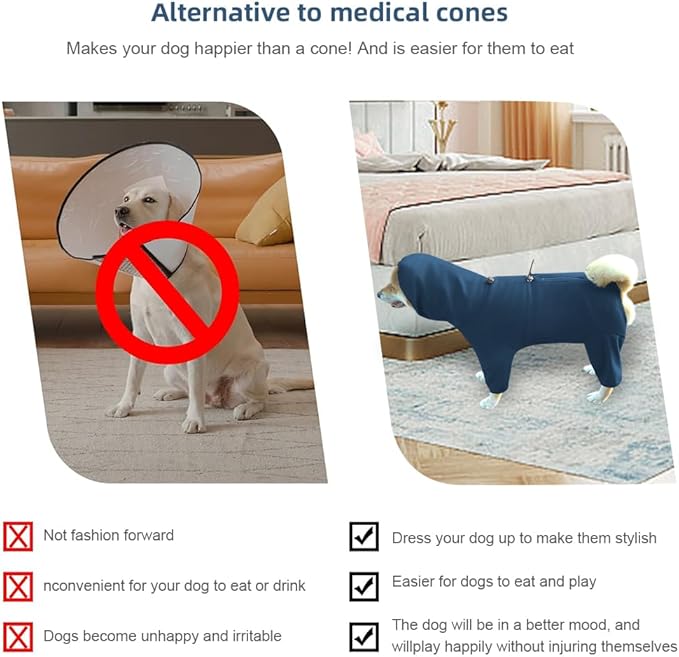 Dog Pajamas for Large Dogs,Extra Large Stretch, Suitable for Adult, Medium-Sized Dogs, Large Pet Jumpsuit Four-Legged Dog Clothes, Pet Clothing. (Blue, 3XL)