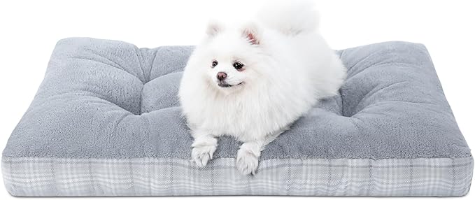 MIHIKK Washable S Dog Bed for Small Dogs with Anti-Slip Bottom, Premium Foam Pet Pad for Crate for Large Medium Small Sized Puppies, 23" x 18" Gray