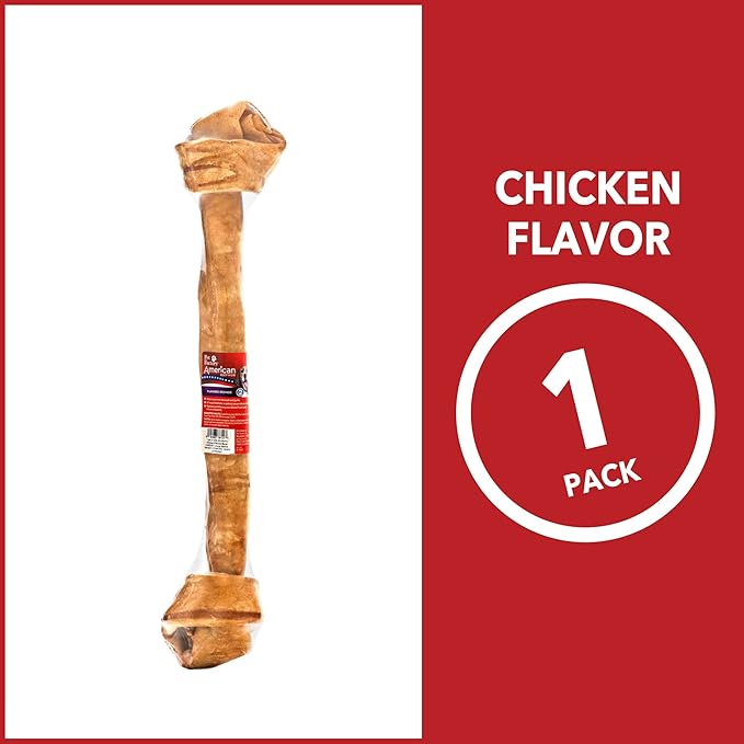 Pet Factory American Beefhide 21" Knotted Bone Dog Chew Treat - Chicken Flavor, 1 Count/1 Pack
