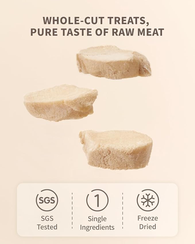 Freeze-Dried Rabbit Tenderloin Treat for Small Dog & Cat, Health Natural Single Ingredient Cats Dogs Dry Food, Whole Cut Raw Treats for Sensitive Stomachs Care (2.5 oz)