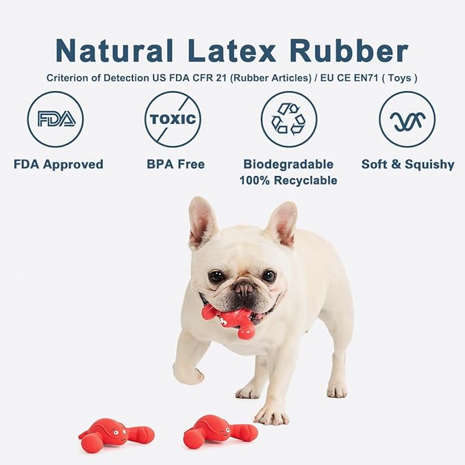 3 Pack Squeaky Dog Toys, Soft Latex Rubber Squeaky Ball for Small Dogs Puppies, Cute Bounce Squeak Lobster Pet Dog Toy