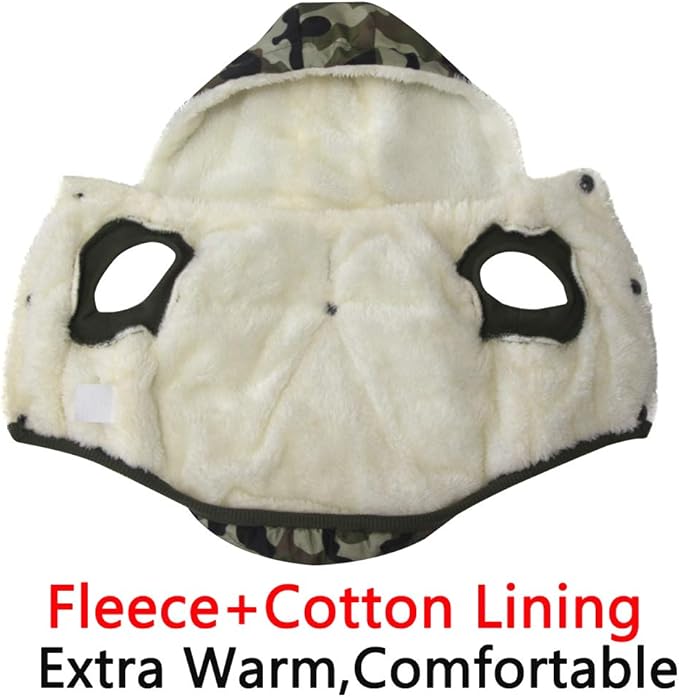 Fleece Lining Extra Warm Dog Hoodie in Winter for Medium Dogs Jacket Pet Coats with Hooded,Green Camo L