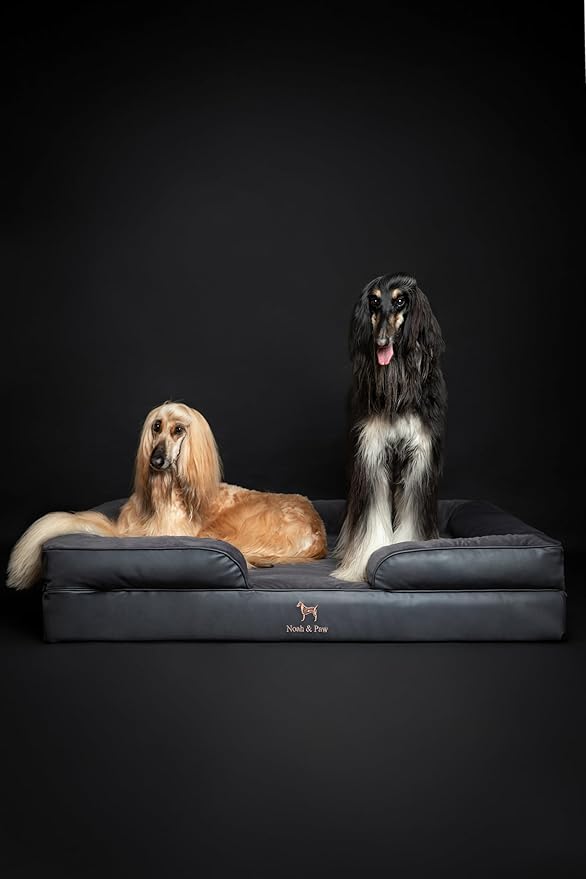 NOAH & PAW Giant Dog Bed XXL, 55x45x11 Inch, Orthopedic Dog Beds, Eggshell Memory Foam Infused with Cooling Gel, Inner Cover, Waterproof, Machine Washable (Faux Leather Sofa Collection)