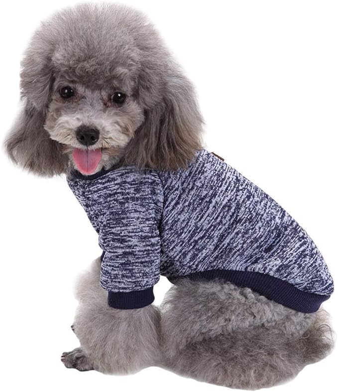 Jecikelon Dog Clothes Dogs Sweater Soft Puppies Clothing Winter Puppy Sweaters Warm Outfit for Dogs Small XXS XS Cat Apparel (Navy Blue, XS)