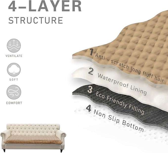 Dogs/Cats Bed Mats, Dog Pad Washable Removable Couch Cover with Anti-Slip Back, Plush Long Fur Mat, Perfect for Small, Medium and Large Dogs.(Light Brown-Bubble, 30"x70")