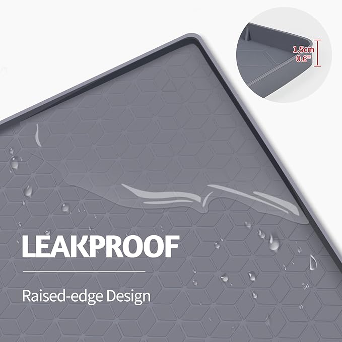 Cat Litter Mat, Extra Large 33.8" x 22" Silicone Mat Litter Trapping Mat for Scatter Control, Soft on Kitty Paws, Easy to Clean (Dark Grey)