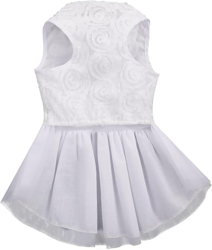 ASENKU Dog Dress Pet Wedding Dress Princess Lace Puppy Birthday Party Outfit Formal Apparel Girl for Small Medium Dogs Cats (XX-Small, White)