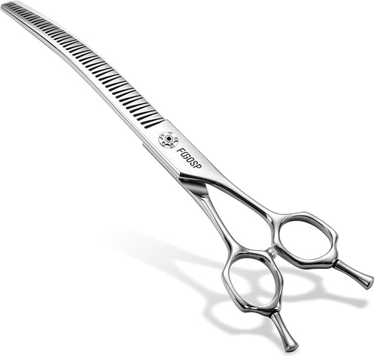 Professional 3D Curved Chunkers Dog Grooming Scissors 7in Magic Thinning Shears for Dogs Pet Cat Light Cutting Feel No Marks Only Fluffy Natural 70% Thinning Rate Japan Alloy Steel(7,3D)