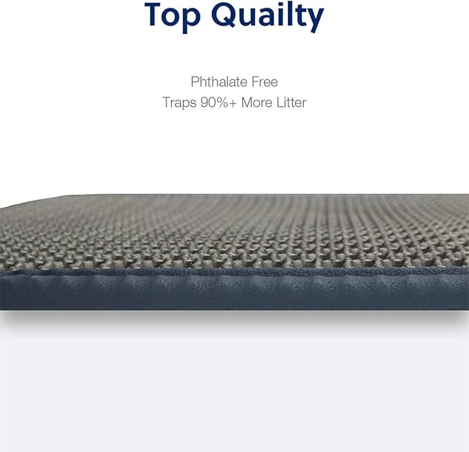 WePet Cat Litter Mat, Kitty Litter Trapping Mat - Medium Size, Honeycomb Double Layer Mats, No Phthalate, Urine Waterproof, Easy Clean, Scatter Control, Catcher Litter Box Rug Carpet 24x15 Inch Grey