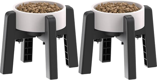 CZPET Dog Bowl Stand with Adjustable Width [2 Pack, Stand Only], Elevated Pet Water & Food Feeder for Medium Pets, Stable and Anti-Slip Raised Bowl