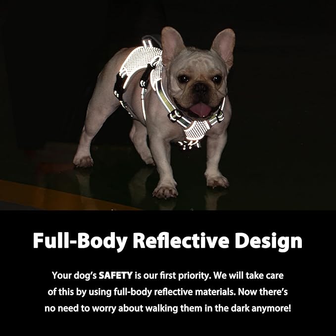 Huntboo Escape Proof Dog Harness, Escape Artist Harness, Reflective Dog Harness with Handle, Durable,Adjustable Vest for Small Medium Large Dogs Walking, Training, and Running Gear(Green,L)