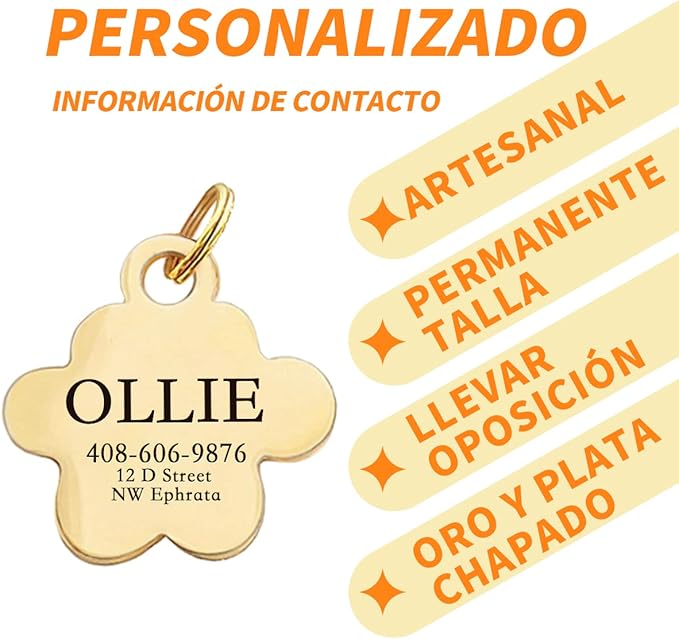 Dogs ID Tags Personalized Double Sided Deep Engraved Cat & Dog Collar Charm Paw Balloon Shape Brass