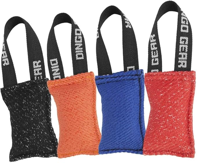 Dingo Gear French Linen tug Toy for Dog, Dog Bumper for Training, Agility, tug of war, Dog bite Pillow for Strong Dog, 1handle 4" Black S00089