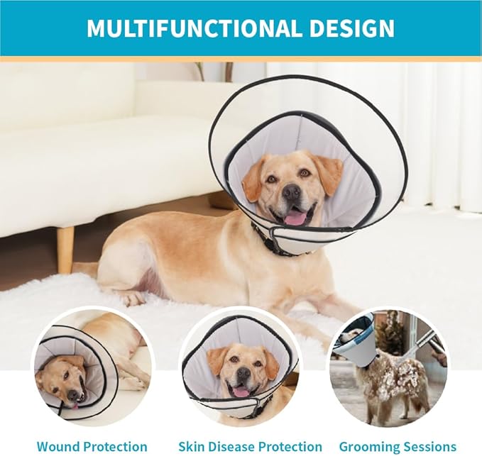 Dog Cone Collar, Pet Cone for Dogs to Stop Licking, Comfy Dog Cones for Large Medium SmallDogs, Soft Cones for Dogs After Surgery, Coneof Shame for DogsHead Neck Elizabethan Collar